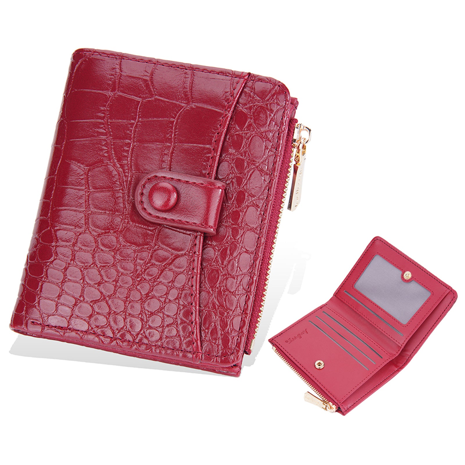 BAELLERRY N2381 Women Multiple Card Slots Crocodile Texture PU Leather Bi-fold Short Wallet with Zipper Pocket BAELLERRY N2381 Women Multiple Card Slots Crocodile Texture PU Leather Bi-fold Short Wallet with Zipper Pocket